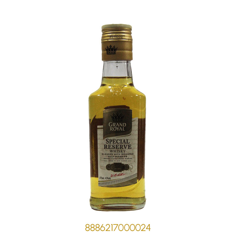 GRAND ROYAL SPECIAL RESERVE WHISKY BELENDED WITH IMPORTED MALT WHISKIES 43% ALC 175MLx1Pcs