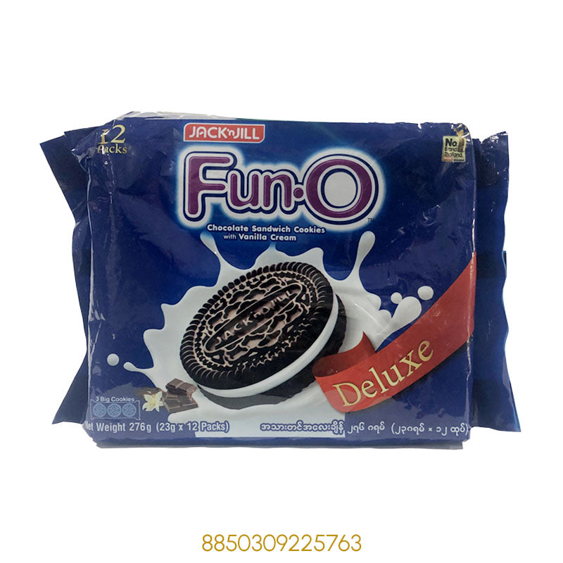 JACK & JILL FUN-O CHOCOLATE SANDWICH COOKIES WITH VANILLA CREAM DELUXE 276Gx1Pk