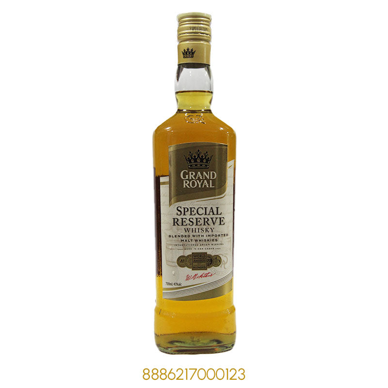 GRAND ROYAL SPECIAL RESERVE WHISKY BELENDED WITH IMPORTED MALT WHISKIES 43% ALC 700MLx1Pcs