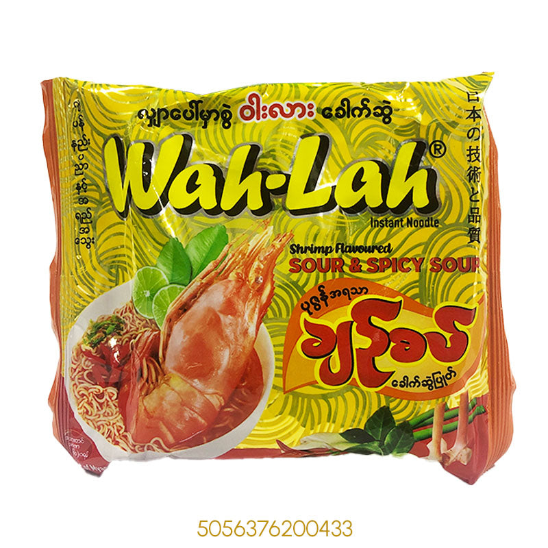 WAH-LAH INSTANT NOODLE SHRIMP FLAVOURED SOUR & SPICY SOUP 60Gx1Pcs
