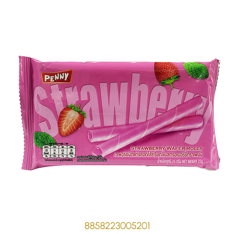 PENNY STRAWBERRY WAFER ROLLS 25Gx1Pcs
