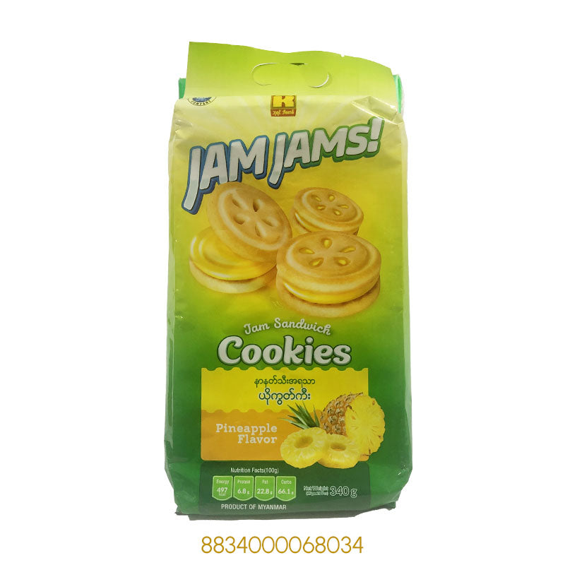 JAM JAM SANDWICH COOKIES PINEAPPLE FLAVOUR 340Gx1Pcs