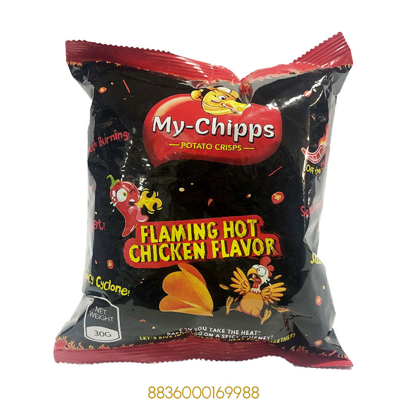 MY CHIPPS FLAMING HOT CHICKEN FLAVOR POTATO CRISPS 32Gx1Pcs