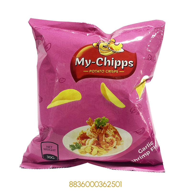 MY CHIPPS GARLIC SHRIMP FLAVOR POTATO CRISPS 32Gx1Pcs